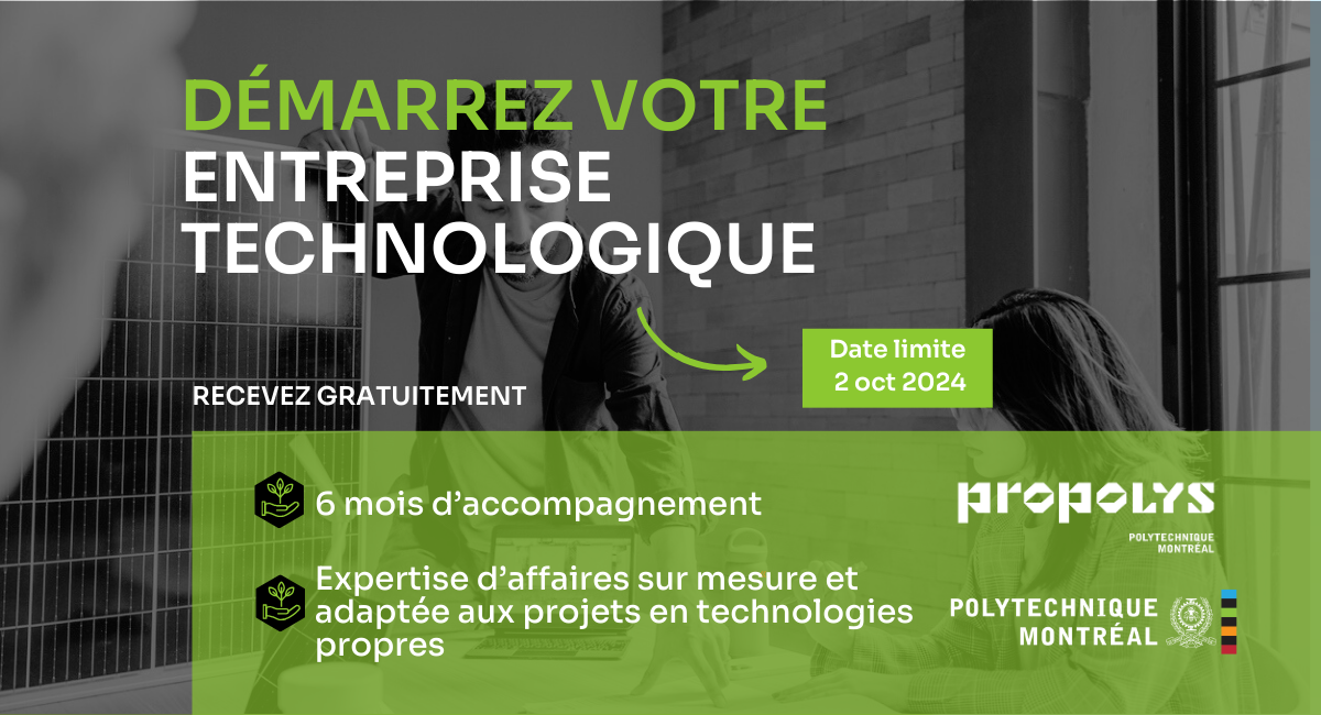 Parcours entrepreneurial en technologies propres - Propolys